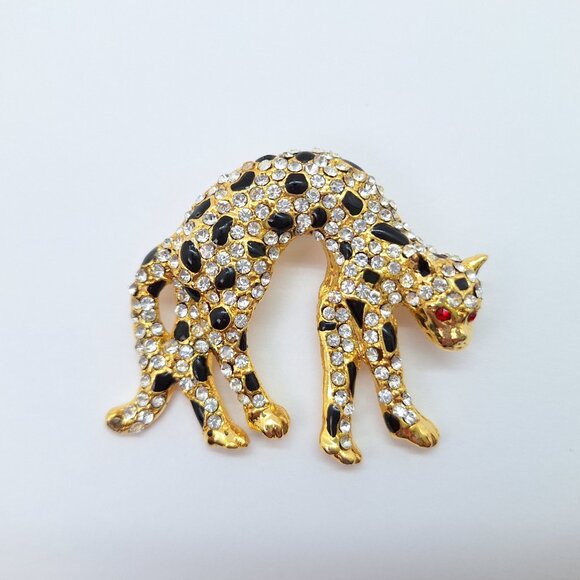 Vintage Panther Brooch with rhinestones and black enamel - Picture 10 of 10